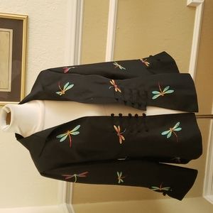 Embroidered silk cardigan